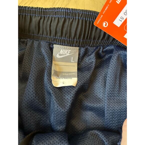 New Nike Swim Trunks Mens Large Navy Blue & Black Gym Shorts Swim Lined Workout - Picture 2 of 8